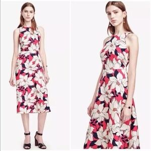 Ann Taylor Sleeveless hibiscus linen blend dress, 00P